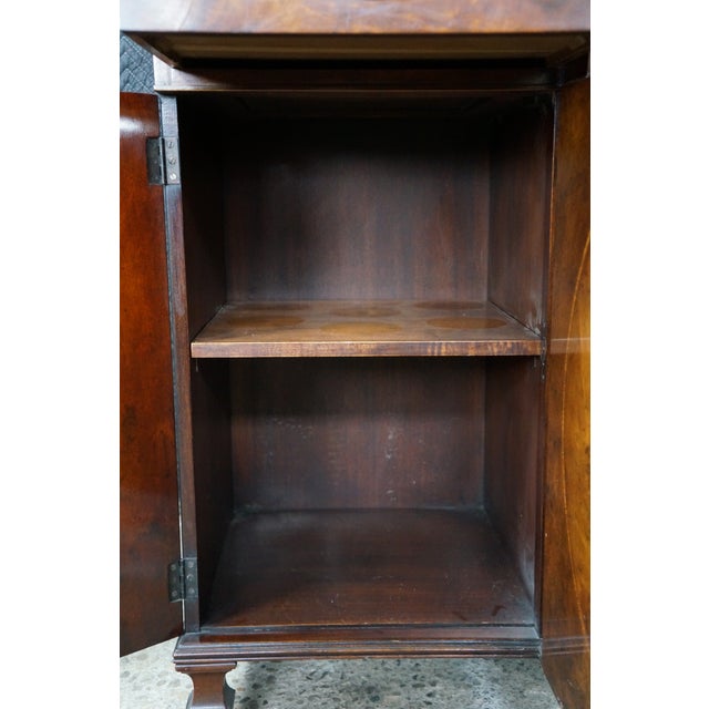 Mid Century Baker Georgian Mahogany Breakfront Bookcase Cabinet Bubble Glass, Attributed For Sale - Image 12 of 18