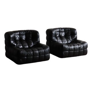 Kashima Lounge Chairs in Leather by Michel Ducaroy for Ligne Roset, 1969, Set of 2 For Sale