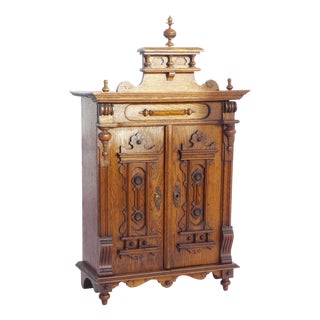 Antique Gothic Oak Cabinet, 1890s For Sale
