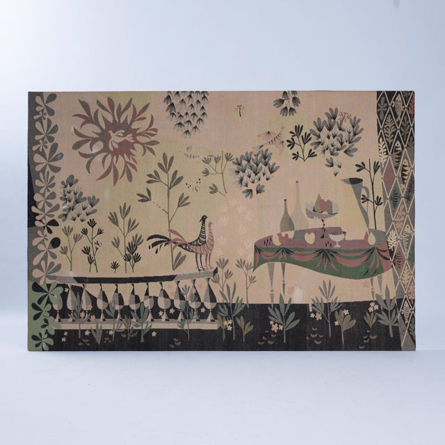 “Le Déjeuner” (meaning: Lunch), created by René Fumeron (1921-2004) wall tapestry of 194cm x 135 cm, stretched over a...