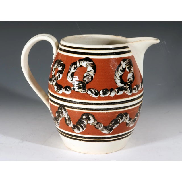 American Antique English Mocha Pottery Earthworm Jug, Circa 1820 For Sale - Image 3 of 10