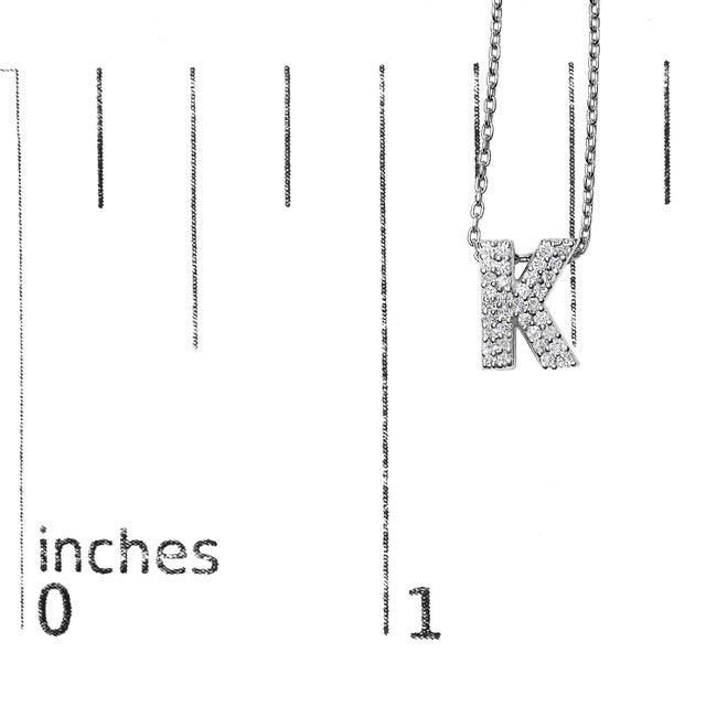 Early 21st Century 10K White Gold Diamond Accent "K" Initial Bubble Pendant Necklace For Sale - Image 5 of 5