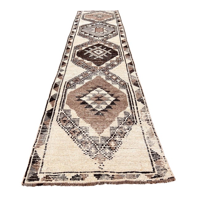 1940s Vintage Kurdish Wool Organic Wool Tribal Herki Runner For Sale