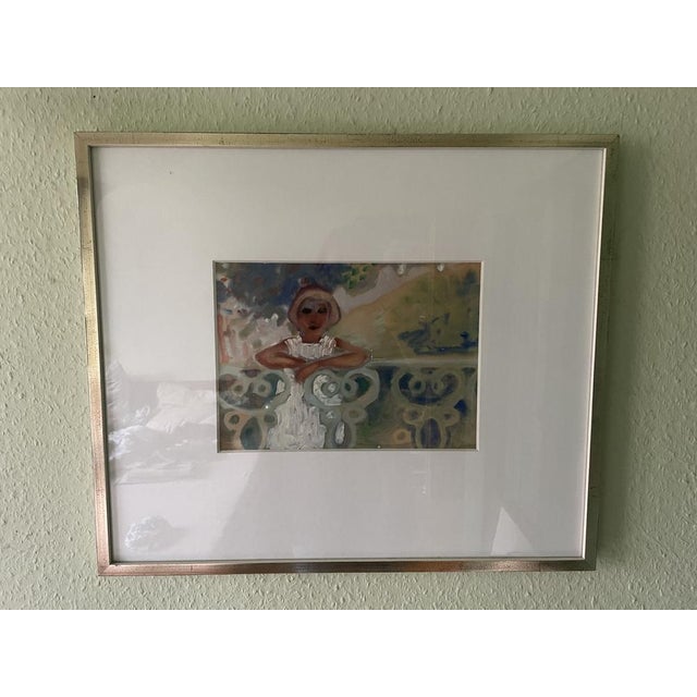 Marga Groove-Marcovic, Girl at the Balustrade, Original Watercolor For Sale - Image 10 of 17