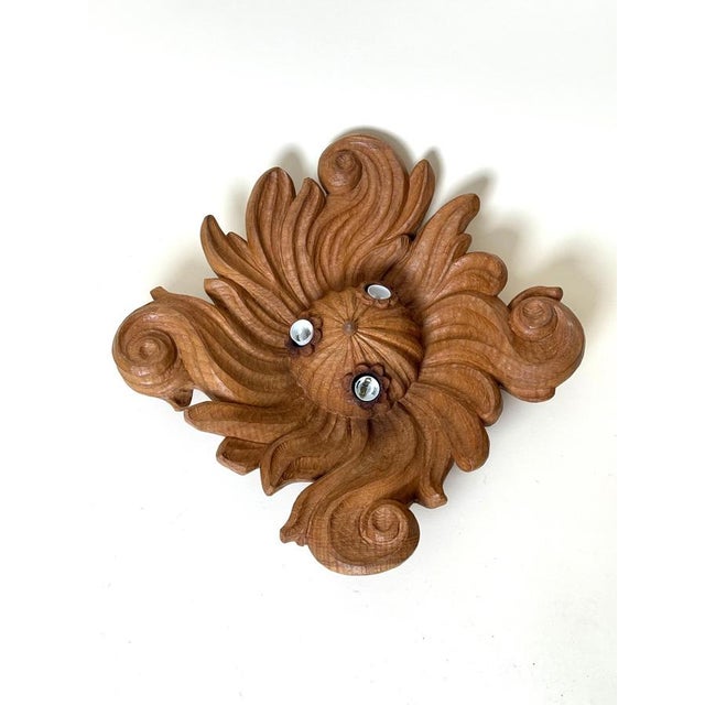 Brown Baroque Carved Wood Ceiling or Wall Light, Tyrol, 1950s For Sale - Image 8 of 12