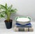 Set of four Majesty Fine China rim soup bowls in the Malachite pattern. Each bowl features a deep emerald green malachite-...