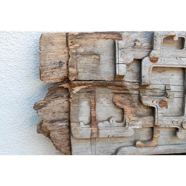 Antique Oxidized Wood Carved Panel With Dragon Motif For Sale - Image 9 of 12