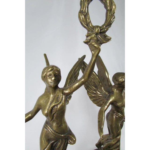 Bronze Statuettes on Marble Bases, Set of 2 For Sale - Image 5 of 10