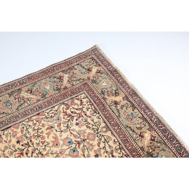 Mid 20th Century Vintage Hand-Knotted Kayseri Rug – Floral Wool on Cotton Area Carpet -7' X 5' For Sale - Image 5 of 12