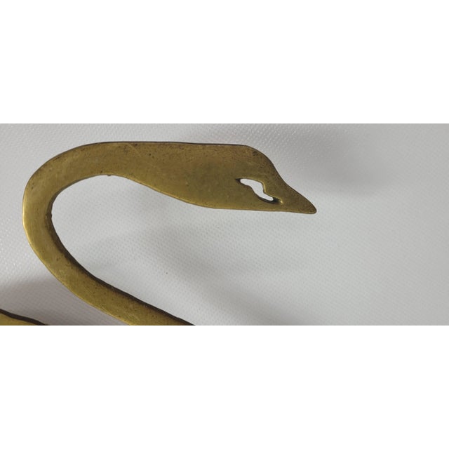 Arts & Crafts 1970s Vintage Brass Swan Wall Hanging Metal Art Home Decor For Sale - Image 3 of 5