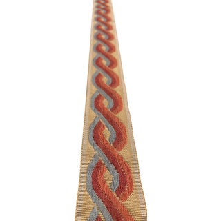 Classical Elements Modern Multi Twist Blue, Red, Orange, and Gold 1.75" Band Fabric Trim - 14 Yards For Sale