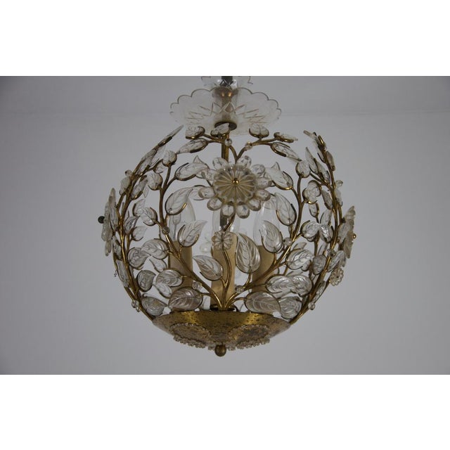 Metal Brass and Crystal Glass Chandelier attributed to Ernst Palme for Palwa, 1960s For Sale - Image 7 of 14