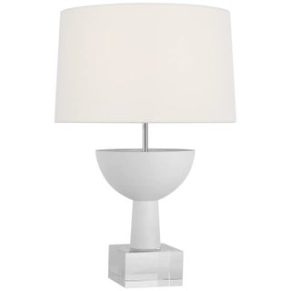 Ray Booth by Visual Comfort Signature Eadan 26" Table Lamp in Plaster White with Linen Shade For Sale