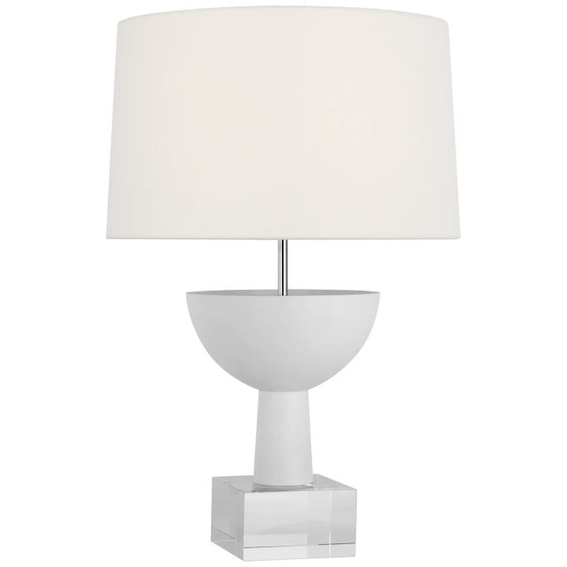 Ray Booth by Visual Comfort Signature Eadan 26" Table Lamp in Plaster White with Linen Shade For Sale