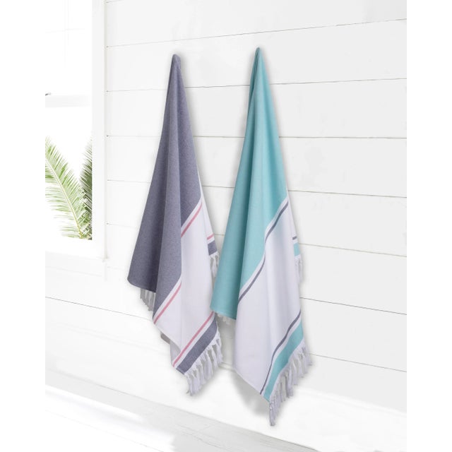 Contemporary Glendale Beach Towel in Navy For Sale - Image 3 of 5