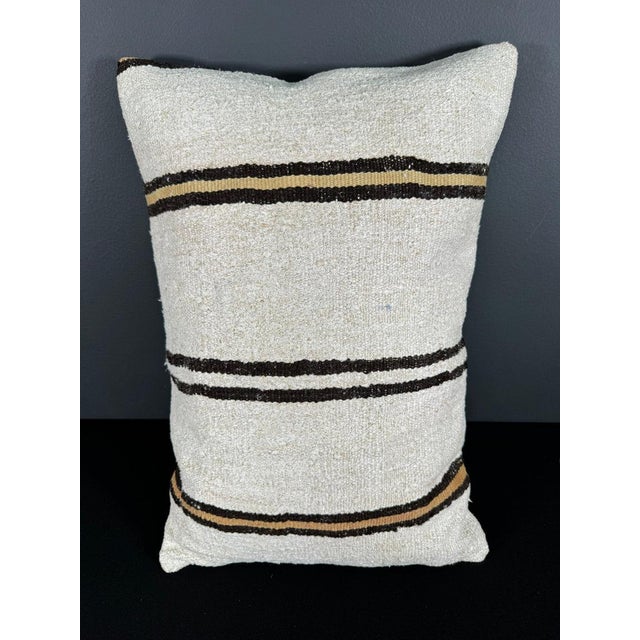 Turkish Hemp Pillow Cushion Natural Beige Brown Pillow Cushion Cover 16 "x 24" For Sale - Image 4 of 4