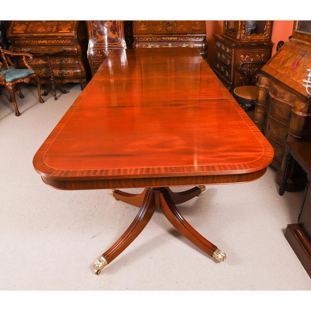 Hollywood Regency Vintage Regency Revival Flame Mahogany Dining Table and Chairs, Set of 11 For Sale - Image 3 of 14