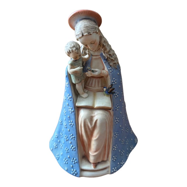 Mid-Century Goebel m.i. Hummel "Flower Madonna" Figurine With Blue Cloak, TMK-3 For Sale