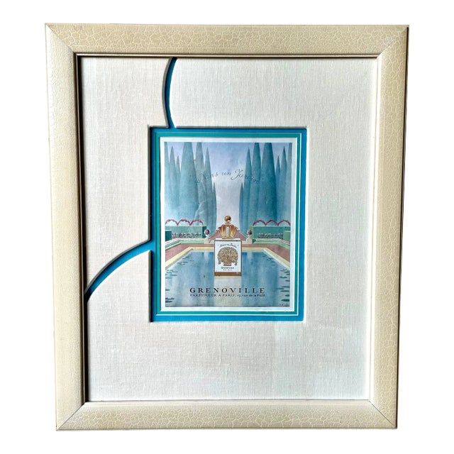 Signed French Parfumeur Grenoville Print With Matte and Custom Frame For Sale