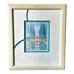 Signed French Parfumeur Grenoville Print With Matte and Custom Frame