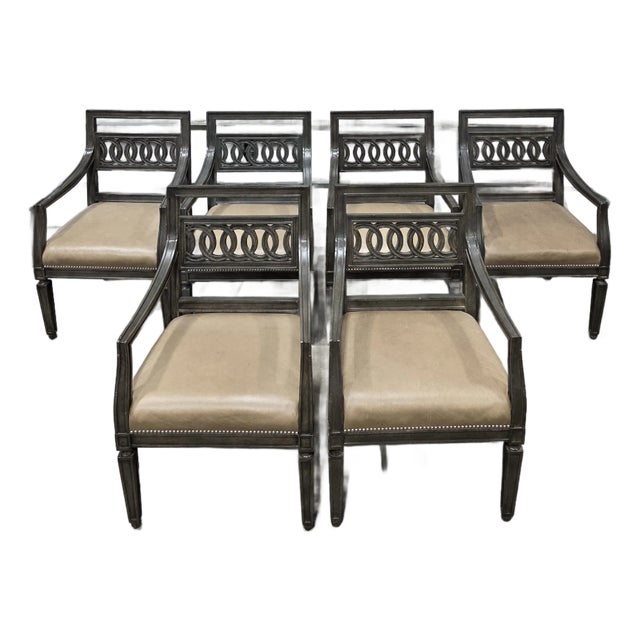 Beautiful Set of 6 Custom Dining Chairs For Sale