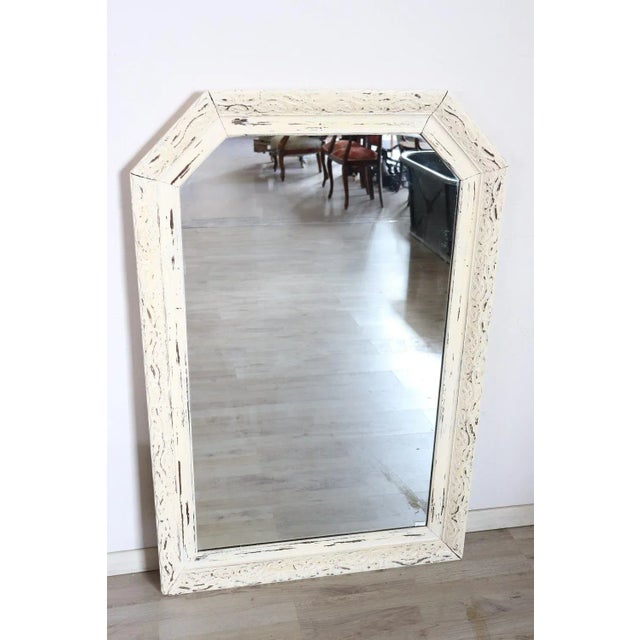 White Vintage Lacquered Wood Wall Mirror For Sale - Image 8 of 10