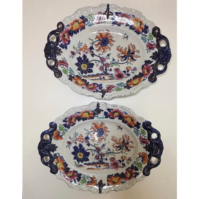 Pair Stephen Folch Ironstone Imari Chinoiserie Serving Dishes C1825 Staffordshire For Sale - Image 10 of 11