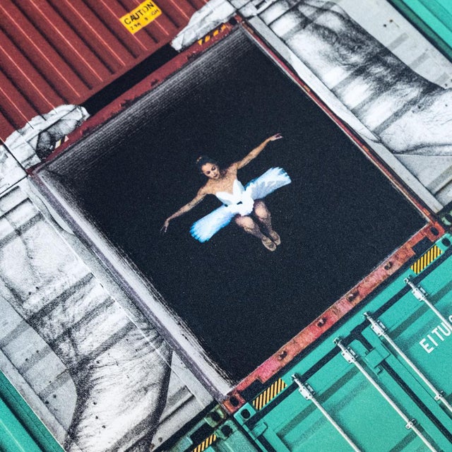 J.R.Ballerina in containers, holding tight Le Havre, France, 2021 14 color lithographic printing on Marinoni flatbed...