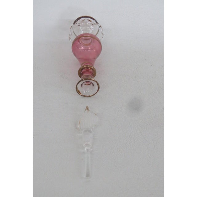 Mid 20th Century Miniature Hand Blown Egyptian Pink Glass Empty Perfume Bottle With Stopper 5110b For Sale - Image 5 of 9