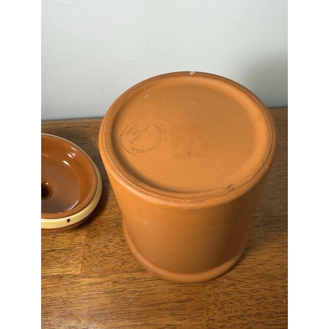 Vintage Portuguese Terracotta Pottery Jar W/ Lid | Rustic Portugal Clay Canister For Sale - Image 9 of 14