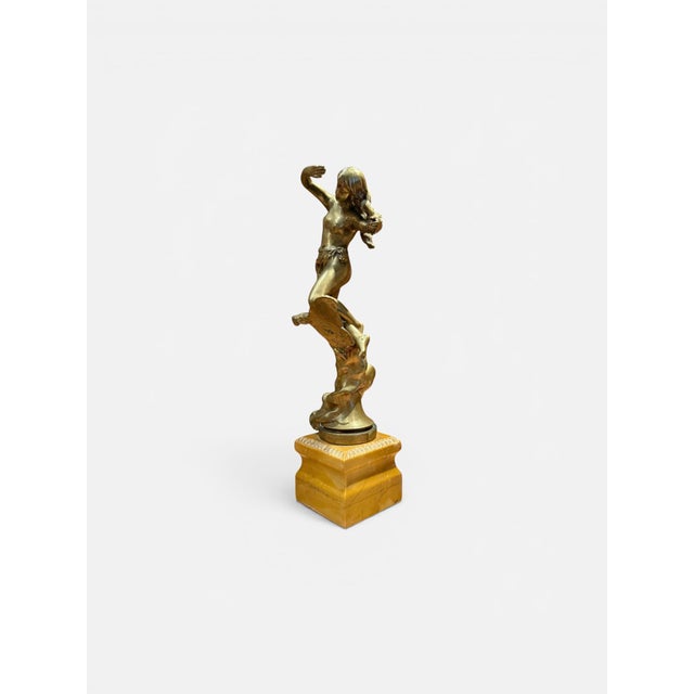 Art Nouveau Signed French Art Nouveau Nude Figural Sculpture on Sienna Marble Base For Sale - Image 3 of 5