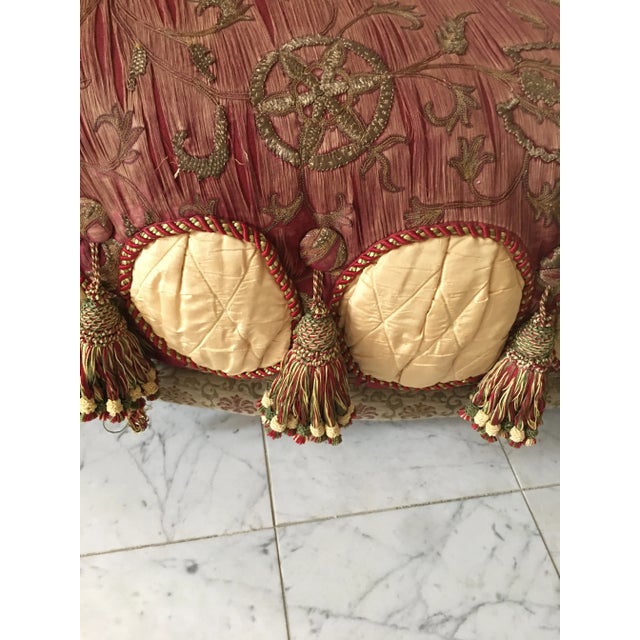 19th Century repurposed gold bullion textile made to accommodate a 20th Century ottoman . Dramatic oval shaped...