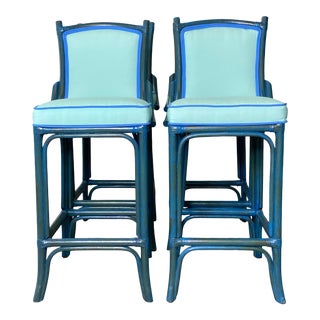 Vintage Coastal Hand Painted Barstools- Set of 4 For Sale
