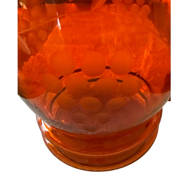 Mid 20th Century Art Deco Tangerine Glass Pitcher For Sale In West Palm - Image 6 of 9