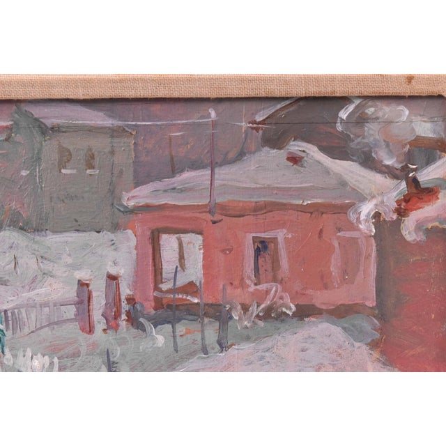 Vintage Original Ugo Setti Expressionism Winter in Italy Landscape Oil Painting For Sale - Image 4 of 7