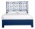 Chippendale Platform Bed Queen, Navy Blue For Sale