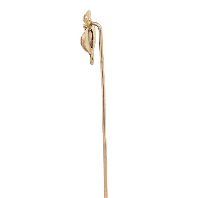 Antique Art Nouveau 14k Gold and Opal Cabochon Stickpin For Sale - Image 4 of 9