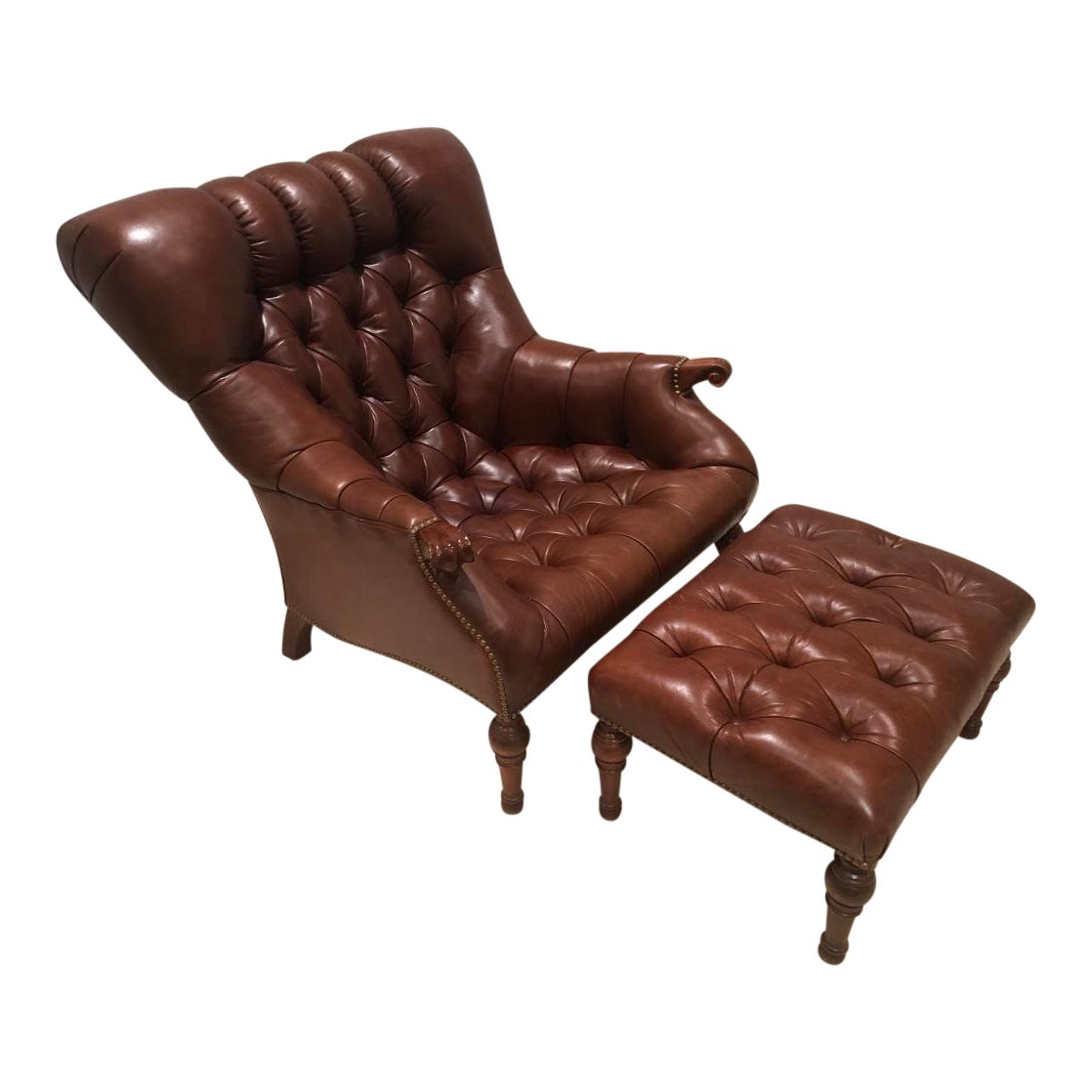 Modern Stickley Leather Leopold Chair & Ottoman Chairish