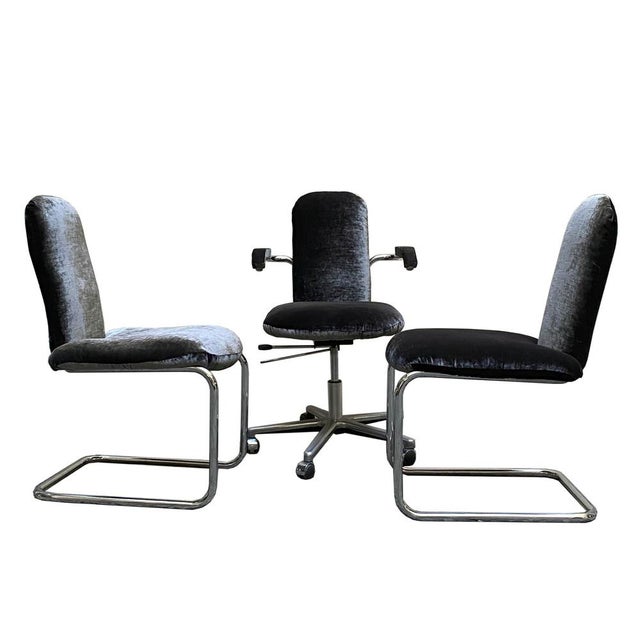 Rare set of 3 office chairs designed by Kazuide Takahama in the 70s for the Simon/Gavina company This piece has an...