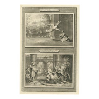 Pieter Mortier, Isaiah's Vision and Jeremiah Drawn from the Pit, Pieter 1700, Engraving For Sale