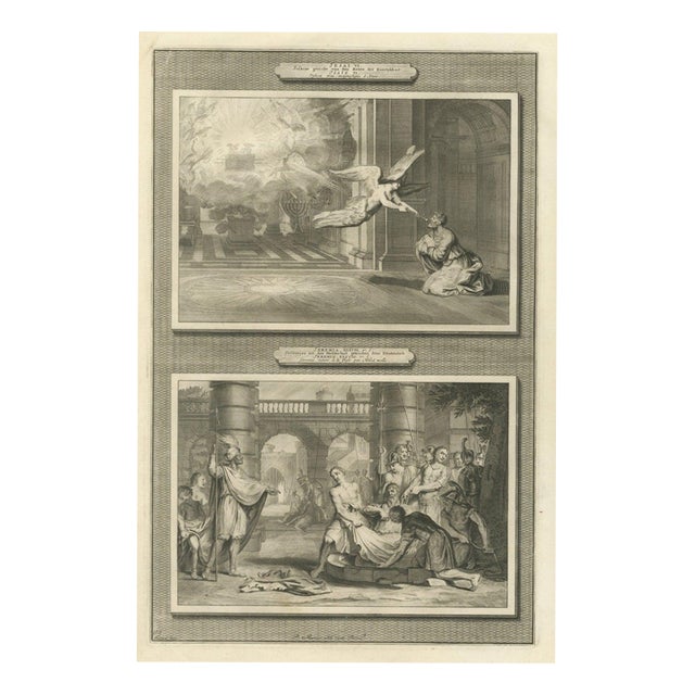 Pieter Mortier, Isaiah's Vision and Jeremiah Drawn from the Pit, Pieter 1700, Engraving For Sale