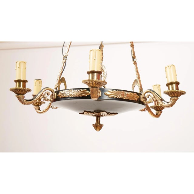 Antique Brass Chandelier For Sale - Image 4 of 9