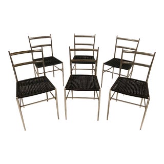 Gio Ponti Superleggera Style 1970s Chrome Chairs - Set of 6 For Sale