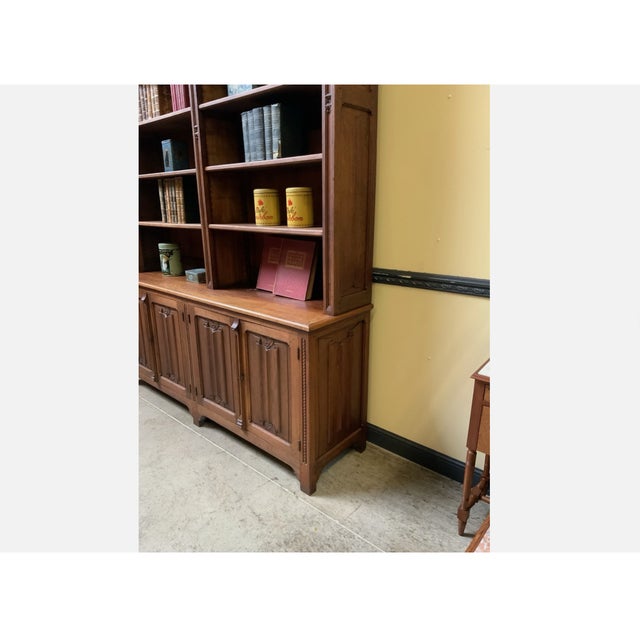 Late 19th Century Antique Neo-Gothic Bookcase in Oak, 1880 For Sale - Image 5 of 13