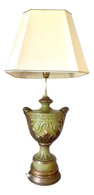 Large Bronze-Green Ceramic Lamp, 1950s