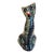 Vintage MCM Talavera Mexican Pottery Hand Painted Cat Figurine For Sale