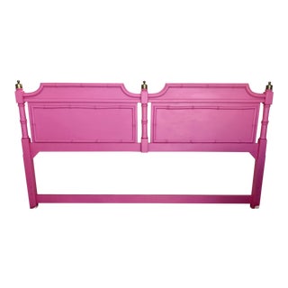 Vintage 1960 Stanley King Faux Bamboo/Brass Pink Headboard For Sale