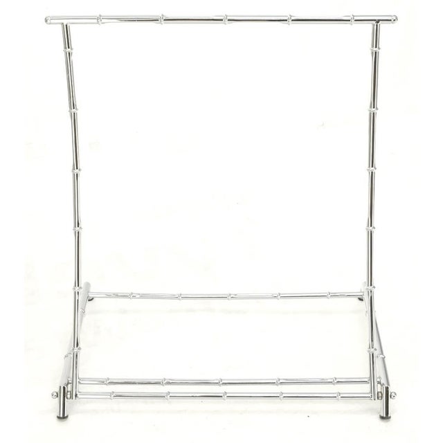 Mid Century Italian Modern Chrome Faux Bamboo Folding Collapsible Towel Rack For Sale - Image 9 of 14