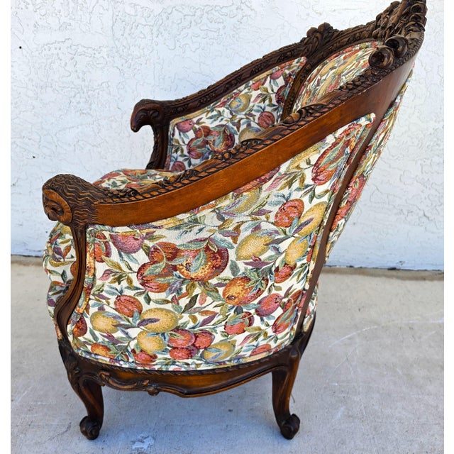 French Antique French Regency Rams Heads Walnut Club Lounge Chair For Sale - Image 3 of 18