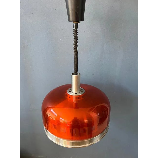 Space Age Orange Transparent UFO Pendant Lamp For Sale - Image 6 of 11